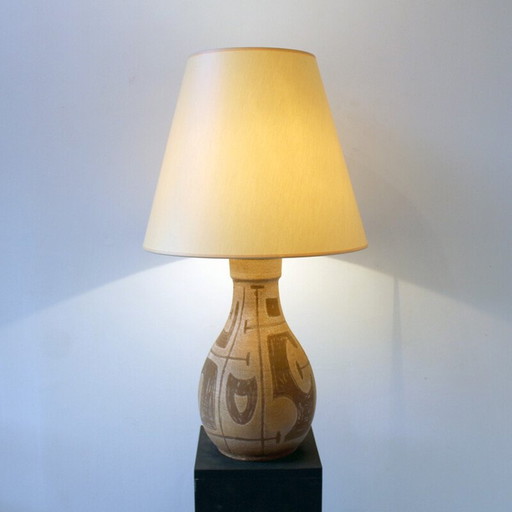 Tischlampe aus Keramik mit geometrischen Verzierungen, 1960
