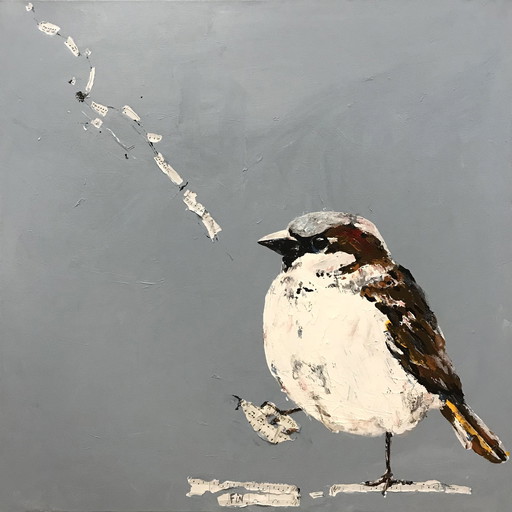 Gemälde Porträt eines Spatzen