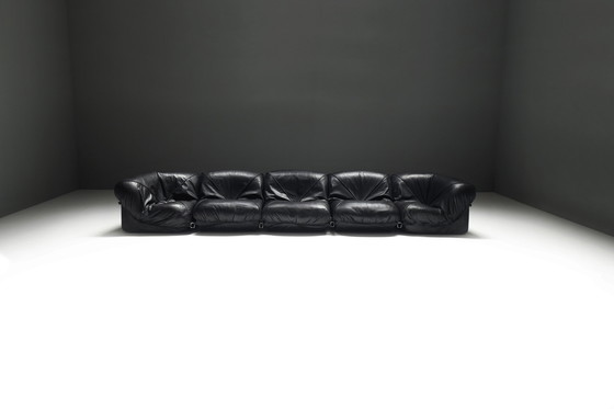 Image 1 of Atemberaubendes Patate Modularsofa in schwarzem Originalleder für Airborne - Frankreich