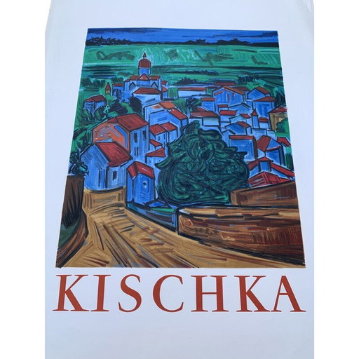 Altes lithografisches Plakat des Dorfes von Kischka, 1971