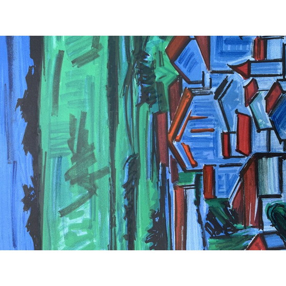 Image 1 of Altes lithografisches Plakat des Dorfes von Kischka, 1971