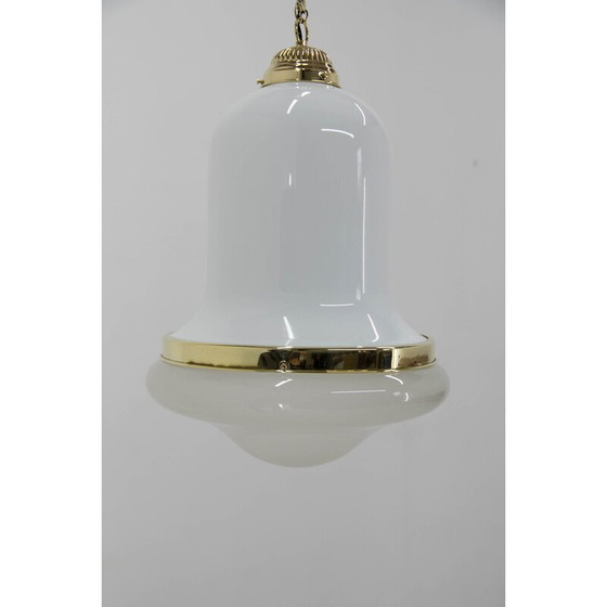 Image 1 of Jugendstil-Hängeleuchte aus Glas und Messing, 1920er Jahre