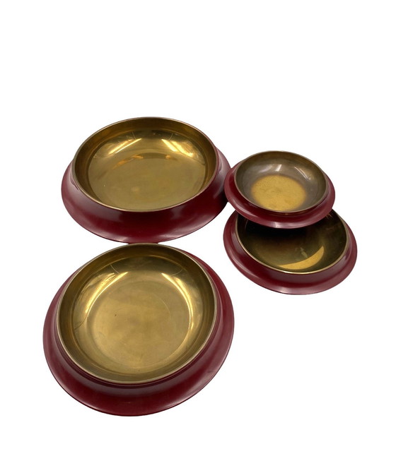 Image 1 of Skulpturale pagodenförmige gestapelte Messingtabletts / Vide Poche, Angelo Mangiarotti Italien 1970S