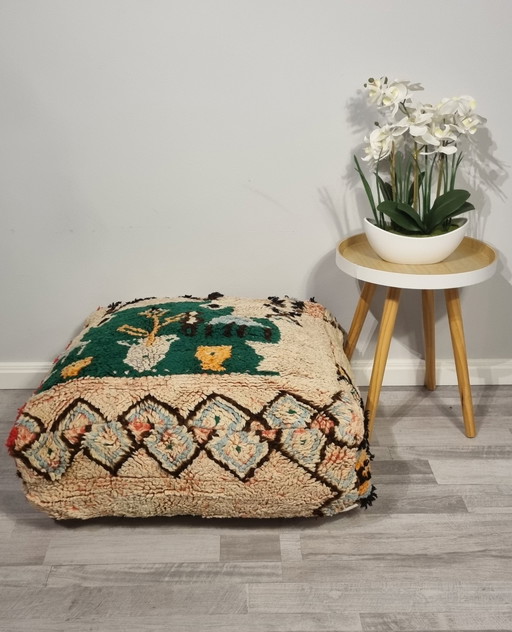 Vintage Berber Fußhocker, Marokkanische Wolle Fußhocker
