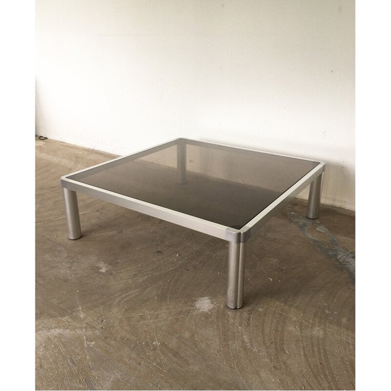 Image 1 of Vintage Couchtisch aus Glas und Aluminium von Kho Liang, 1974