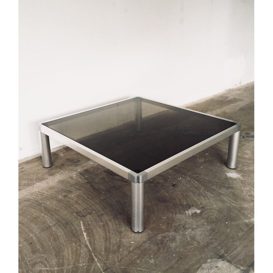 Image 1 of Vintage Couchtisch aus Glas und Aluminium von Kho Liang, 1974