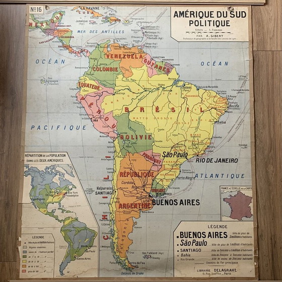 Image 1 of Alte Schulkarte Nr. 16 und 16 bis von A. Gibert für Delagrave