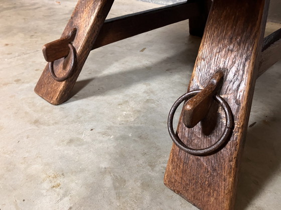 Image 1 of Rustikaler Brutalist Eiche Couchtisch