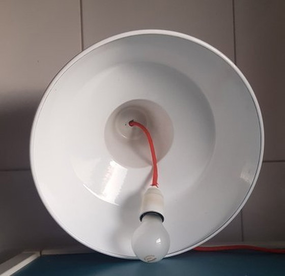 Image 1 of Orange emaillierte Werkstatt-Deckenleuchte von Louis Poulsen