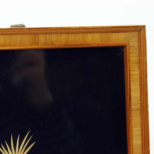 Mid Century Wand Kunstwerk in Stroh, Tschechoslowakei 1960er Jahre