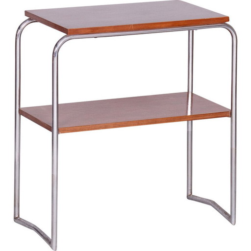 Beistelltisch aus Nussbaum und Stahl von Hynek Gottwald, Tschechoslowakei 1930