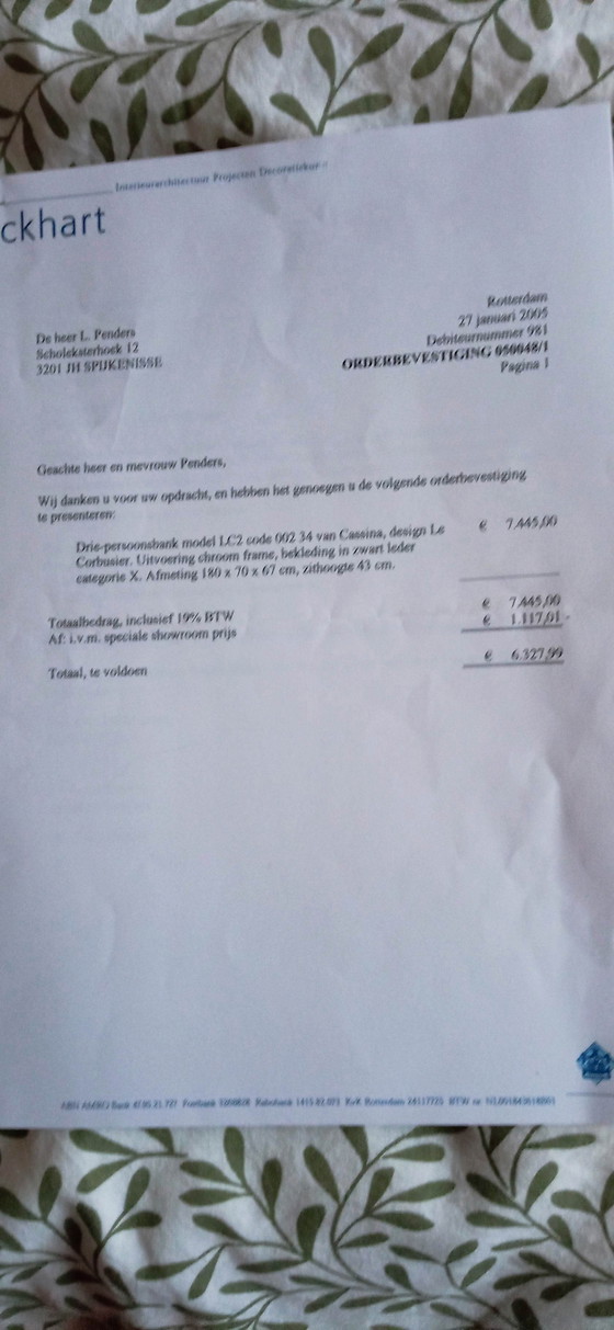 Image 1 of Corbusier, Drei-Personen-Sofa, Modell Lc2 von Cassina