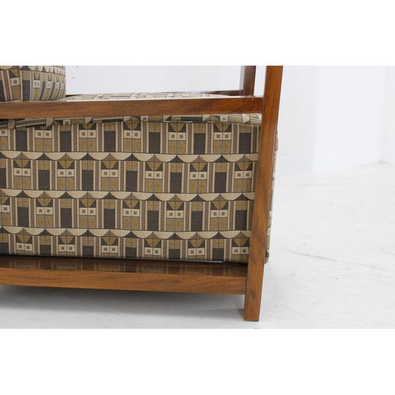 Image 1 of Paar Vintage Art Deco Sessel in Nussbaum und Backhausen Stoff, 1930er Jahre