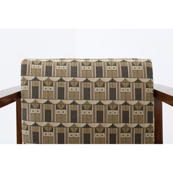 Image 1 of Paar Vintage Art Deco Sessel in Nussbaum und Backhausen Stoff, 1930er Jahre