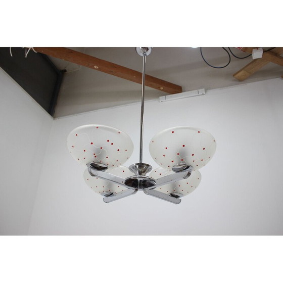 Image 1 of Vintage-Kronleuchter aus Chrom und Glas, Tschechoslowakei 1960