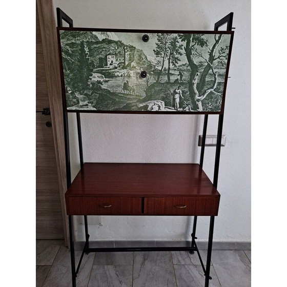 Image 1 of Modulares Bücherregal im Vintage-Stil mit schwarz lackierter Eisenstruktur, Italien 1960