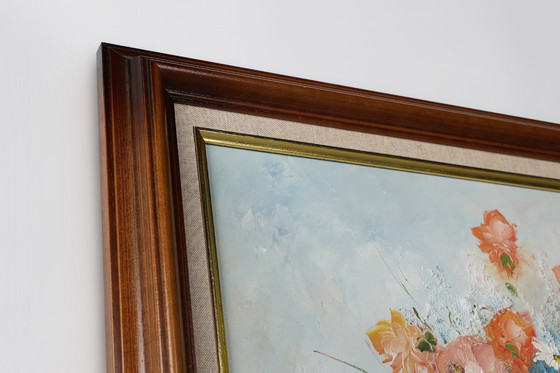 Image 1 of  Edmond Sanders, Vase mit Blumen, 1950er Jahre, Öl auf Leinwand, gerahmt