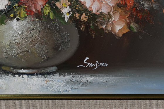 Image 1 of  Edmond Sanders, Vase mit Blumen, 1950er Jahre, Öl auf Leinwand, gerahmt