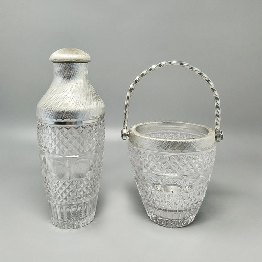 1960er Jahre Gorgeous Cut Crystal Cocktail Shaker mit Eiskübel von Arir. Hergestellt in Italien.
