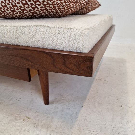 Image 1 of Vintage Teakholz-Tagesbett mit Hermes-Kissen und Nackenrolle, Niederlande 1960er Jahre