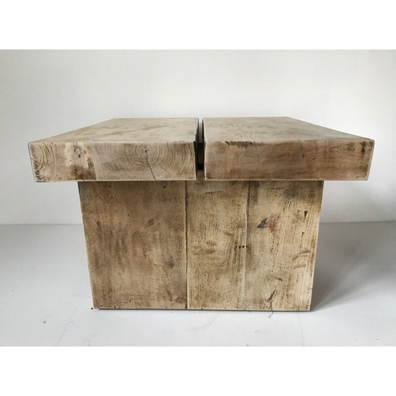 Image 1 of Vintage Brutalist Couchtisch aus Massivholz