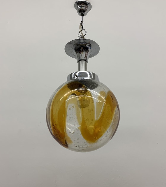 Image 1 of Mazzega Murano Italienische Hängelampe Pendelleuchte XL Ball, 1970er Jahre