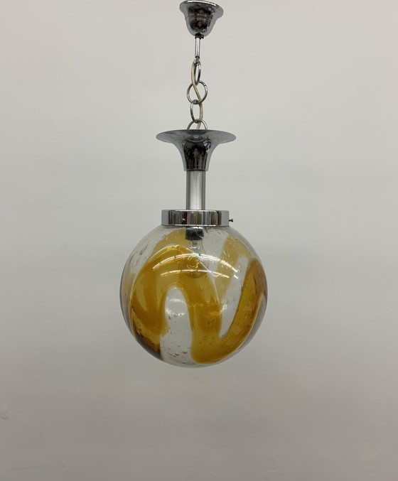 Image 1 of Mazzega Murano Italienische Hängelampe Pendelleuchte XL Ball, 1970er Jahre