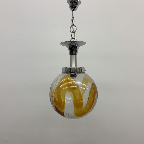 Image 1 of Mazzega Murano Italienische Hängelampe Pendelleuchte XL Ball, 1970er Jahre