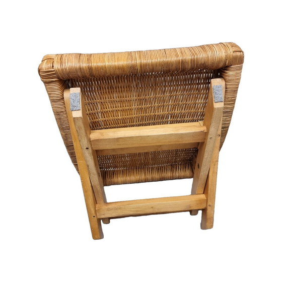 Image 1 of Klappbarer Rattan-Hocker von Tcm, 1990er Jahre