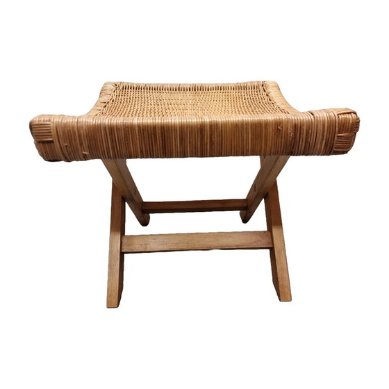 Image 1 of Klappbarer Rattan-Hocker von Tcm, 1990er Jahre