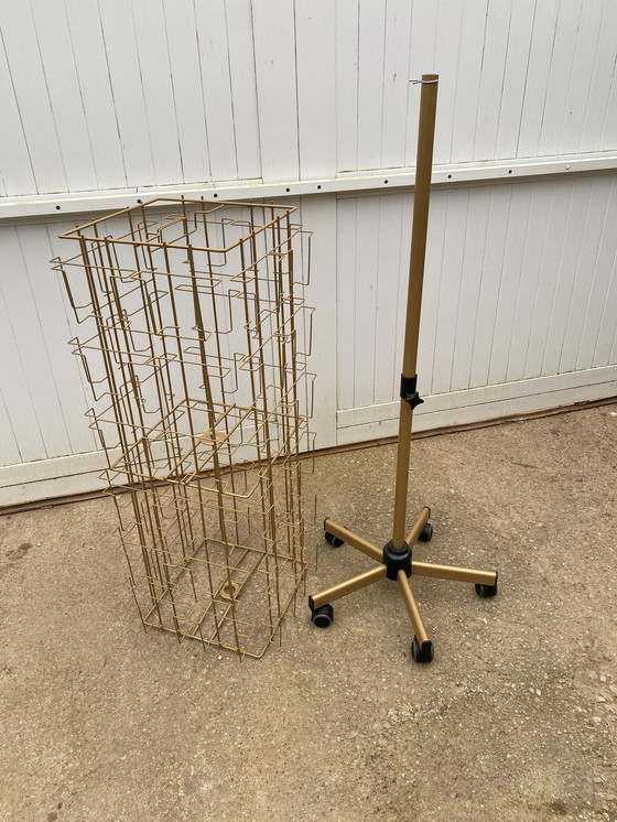 Image 1 of Postkartenhalter Drehkreuz Postkartenhalter Fotos Drehbar Auf Rollen Gold