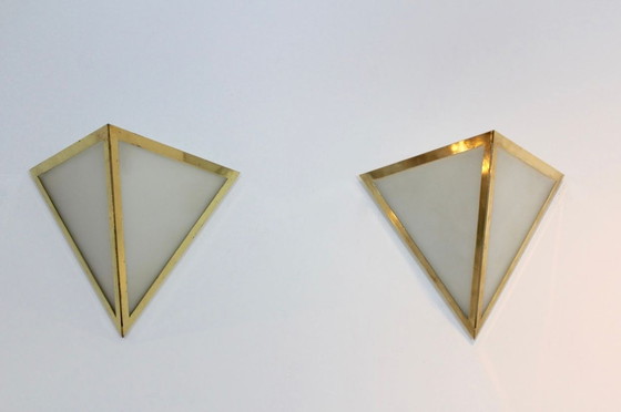Image 1 of 2 x Glashütte Limburg dreieckige Wandleuchte