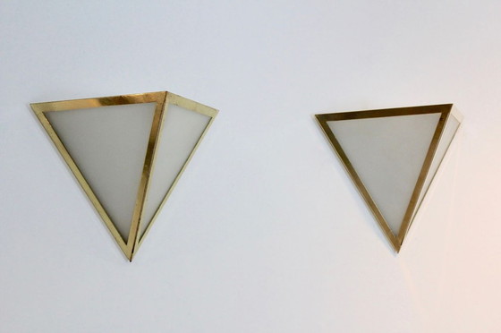 Image 1 of 2 x Glashütte Limburg dreieckige Wandleuchte