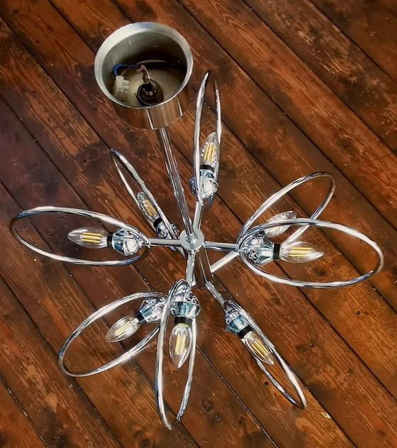 Image 1 of 8 Lampen Sputnik-Kronleuchter aus Eisglas