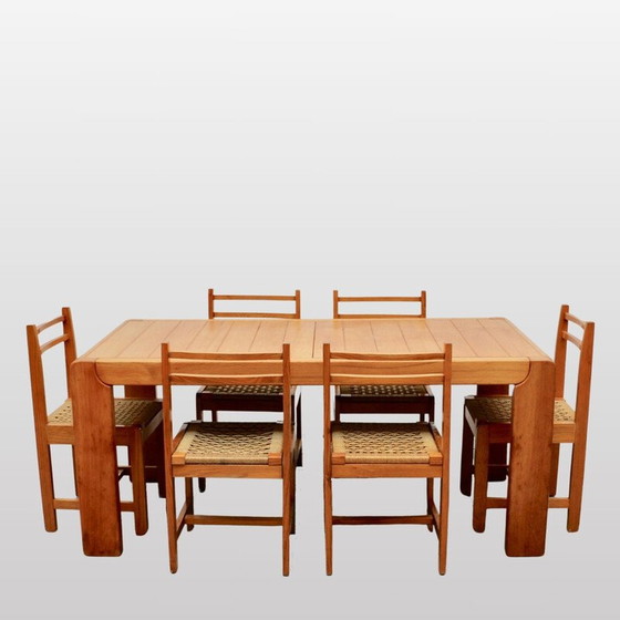 Image 1 of Satz von 6 Vintage-Stühlen aus Holz und Seil, Italien 1960