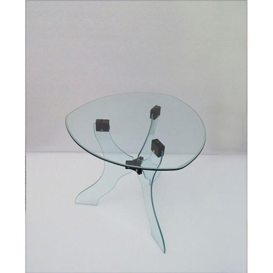Image 1 of Vintage Couchtisch aus Kristall und Holz, Italien 1950