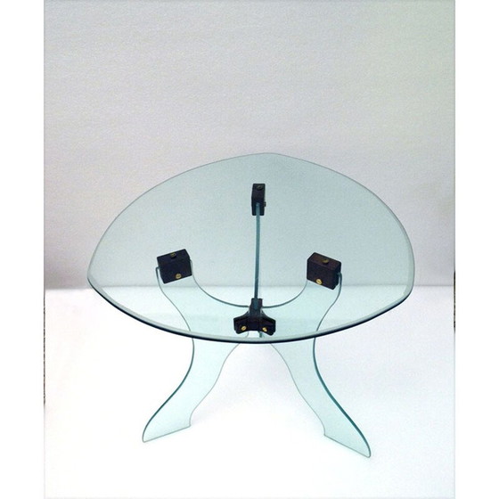 Image 1 of Vintage Couchtisch aus Kristall und Holz, Italien 1950
