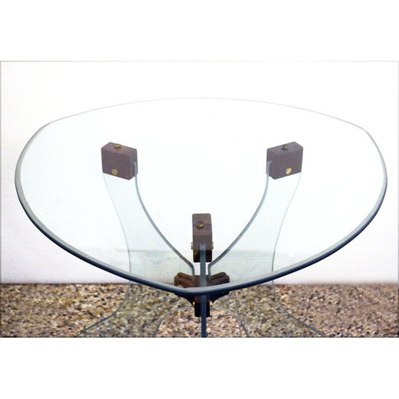 Image 1 of Vintage Couchtisch aus Kristall und Holz, Italien 1950