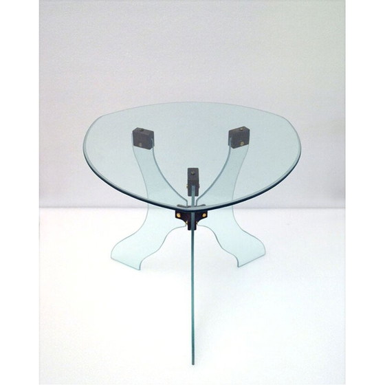 Image 1 of Vintage Couchtisch aus Kristall und Holz, Italien 1950