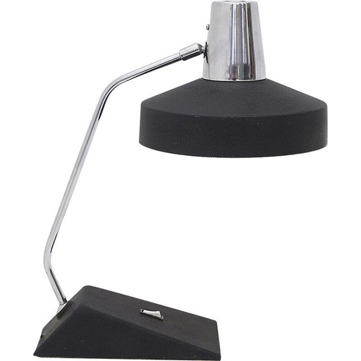 Vintage Tischlampe aus Chrom und schwarz lackiertem Metall für Seminara, Italien 1960
