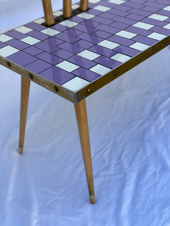 Image 1 of VEB Mosaikfliesen und Bambus Pflanzenständer