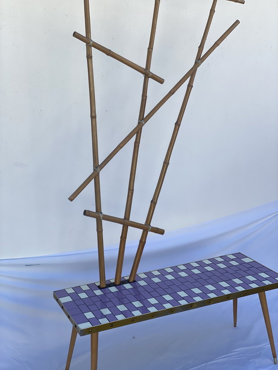 Image 1 of VEB Mosaikfliesen und Bambus Pflanzenständer