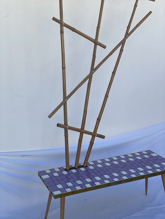 Image 1 of VEB Mosaikfliesen und Bambus Pflanzenständer