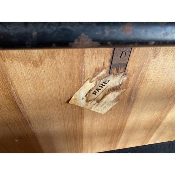 Image 1 of Vintage-Esstisch mit Ausziehplatte aus Ulme und Metall von Gérard Guermonprez für Magnani, 1960