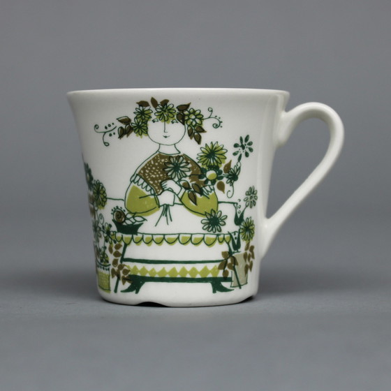 Image 1 of Figgjo Flint Turi Design, Satz von 4 Tassen und Untertassen und Teekanne mit Dekor Markt