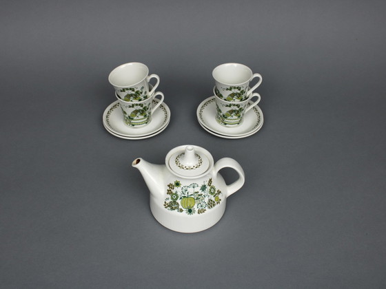 Image 1 of Figgjo Flint Turi Design, Satz von 4 Tassen und Untertassen und Teekanne mit Dekor Markt
