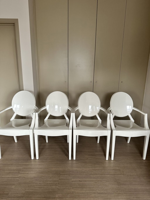 8X Kartell Louis Ghost Stühle Weiß Gebrochen