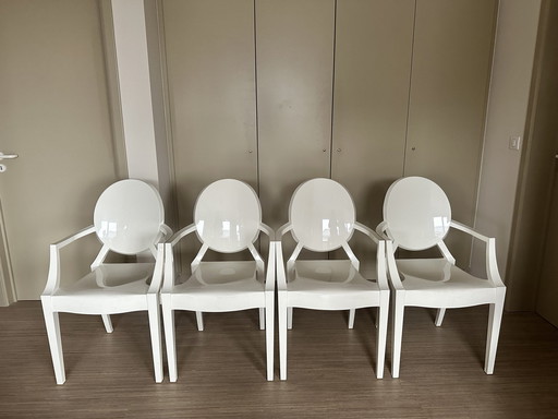 8X Kartell Louis Ghost Stühle Weiß Gebrochen