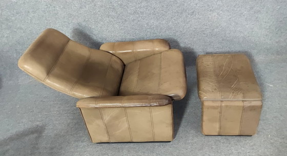 Image 1 of De Sede Sesssel + Hocker Mid Century 60Er Danish Design Leder Vintage Retro 60S