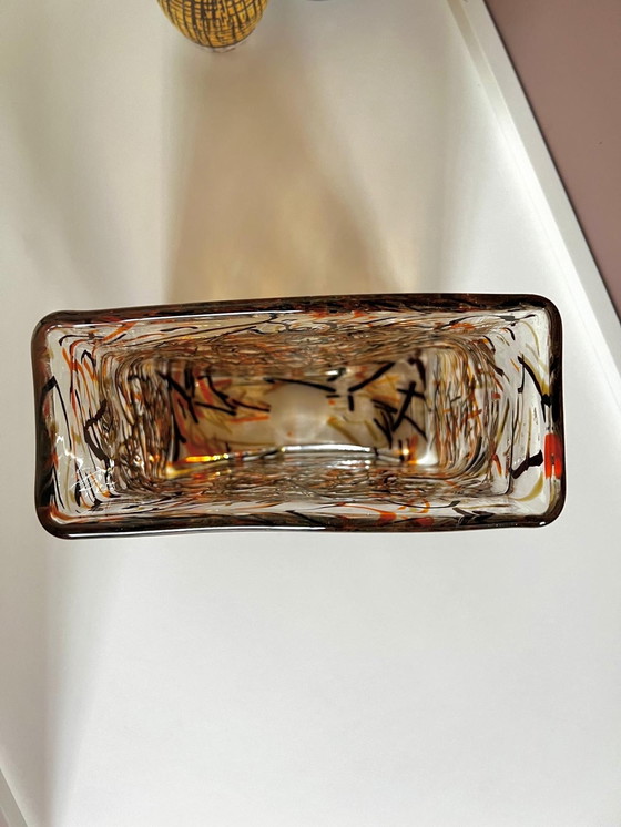 Image 1 of Rechteckige Glas-Designer-Vase Sprinkles Orange & Chocolat